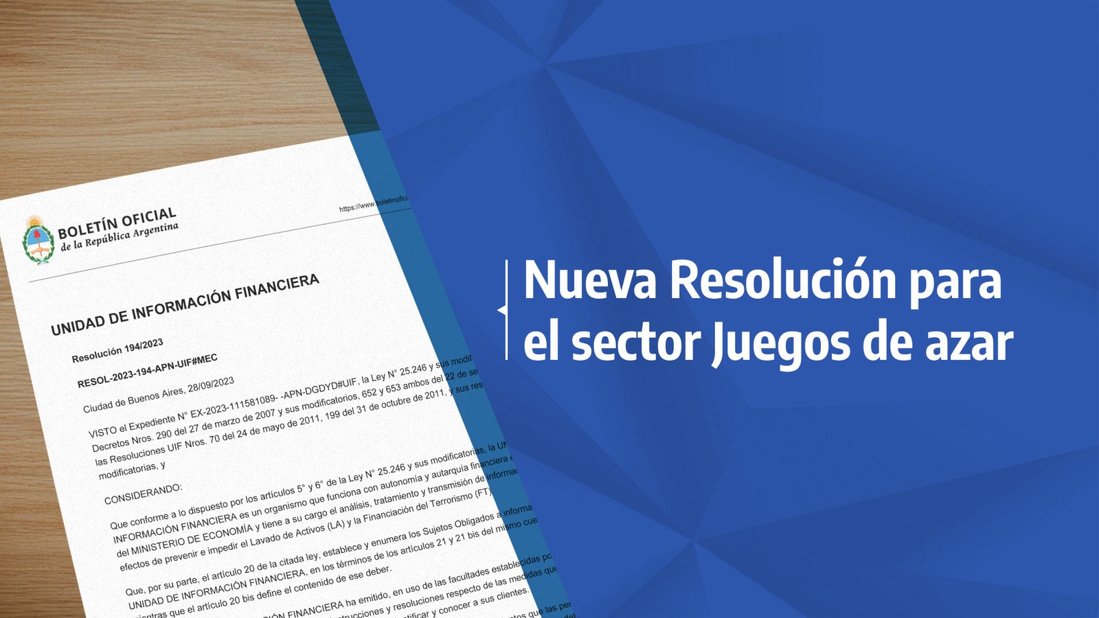 Read more about the article UIF Resolution No. 194/2023, published today in the Official Gazette, updates obligations for participants in in-person or online games of chance to counteract Money Laundering and Terrorism Financing (ML/FT) activities