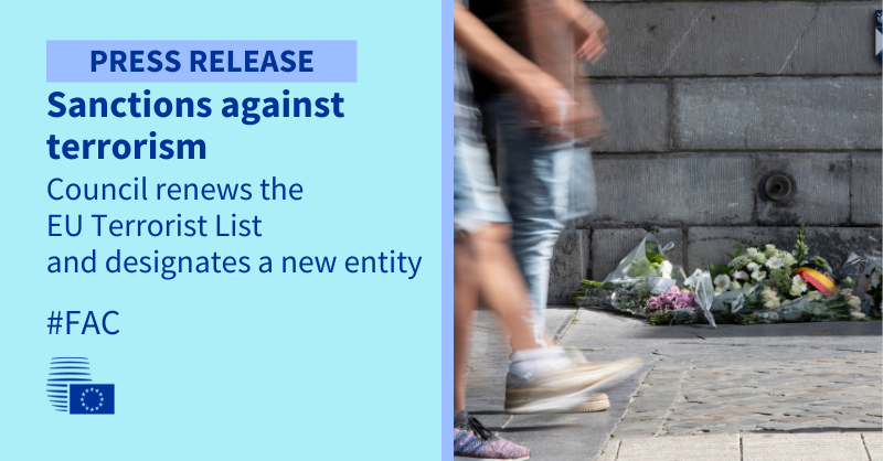 Read more about the article Sanctions against terrorism: Council renews the EU Terrorist List and designates a new entity